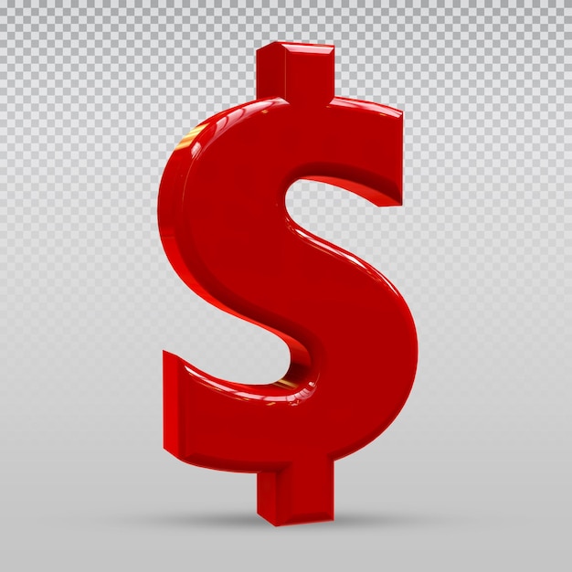 Numero dollaro 3D Render collection con colore rosso style