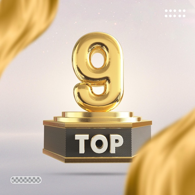 Número de estilo de render 3d de oro top 9