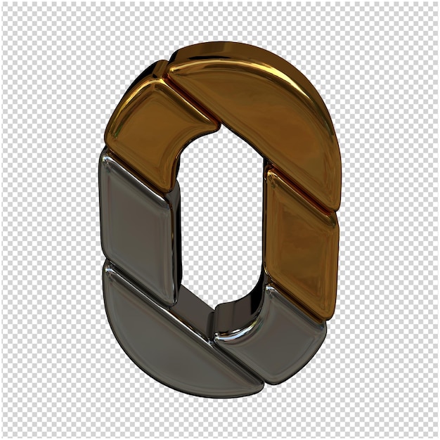 Número feito de renderização 3d de ouro e prata