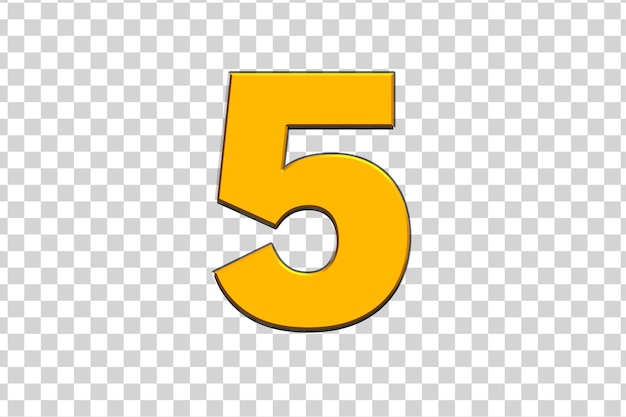 numero giallo 5 su sfondo trasparente
