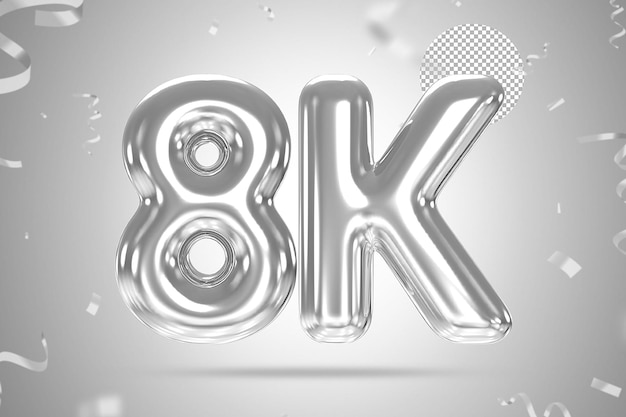 Número de globos plateados de 8k seguidores