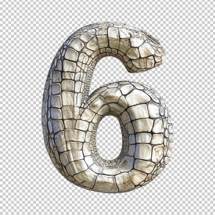 PSD número hecho de piel de cocodrilo aislada sobre fondo transparente png