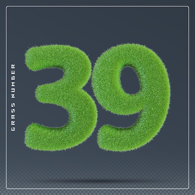 39 número de hierba verde 3d render