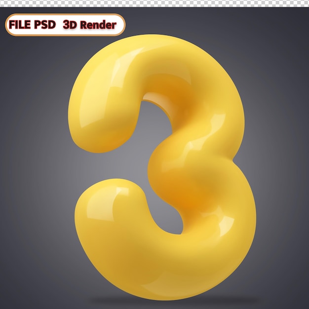 PSD numéro jaune 3d