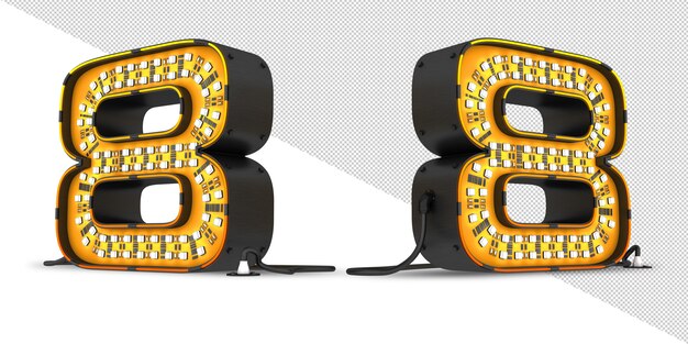 Número de luz LED de representación 3D