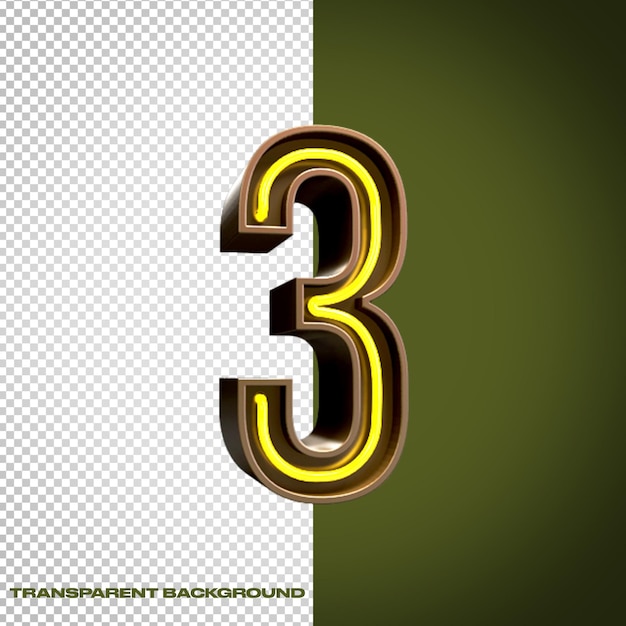 Número de neón renderizado en 3D 3