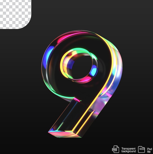 Le Numéro Neuf Est Transparent Et Dans Un Fichier Psd
