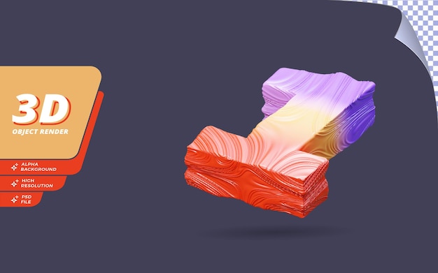 Número uno, número 1 en 3d render aislado con ilustración de diseño de textura de degradado abstracto