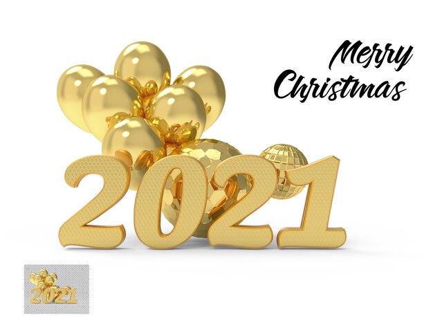 Numéro d'or du nouvel an 2021 isolé