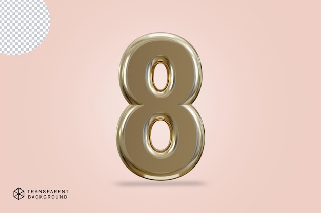 Numéro d'or de luxe 8 typographie rendu 3D