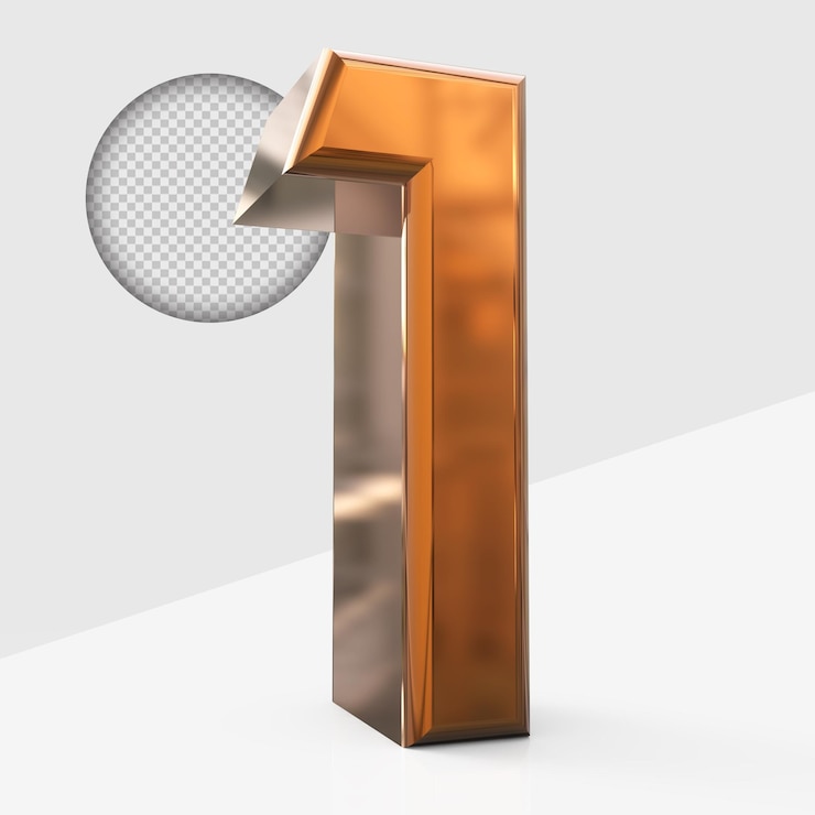 PSD número de oro 1 3d render