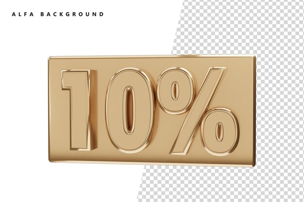 Número de oro de 10 por ciento con renderizado 3d
