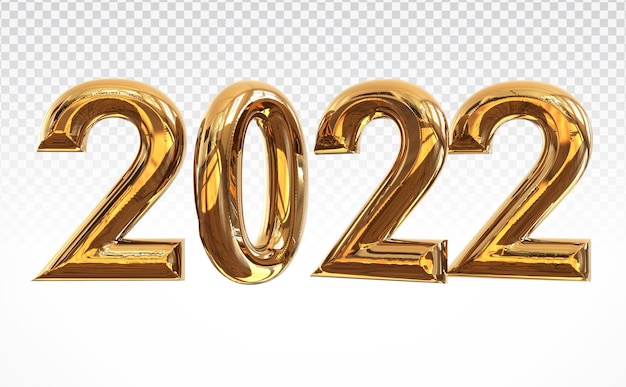 PSD número de oro 2022 renderizado 3d lujo feliz año nuevo