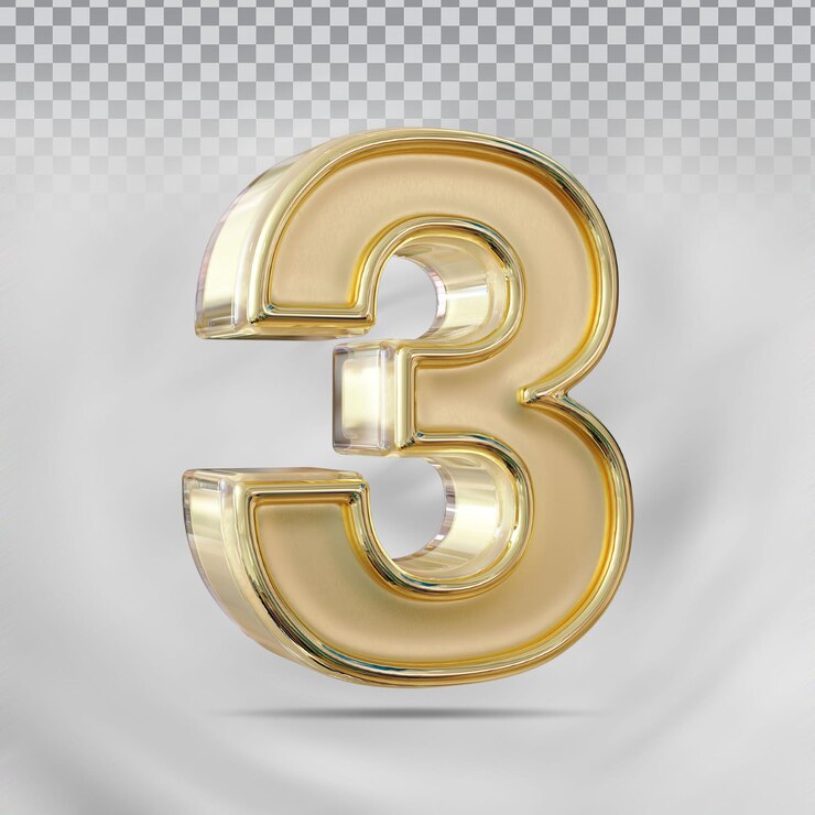 PSD número de oro 3 estilo creativo 3d render de lujo