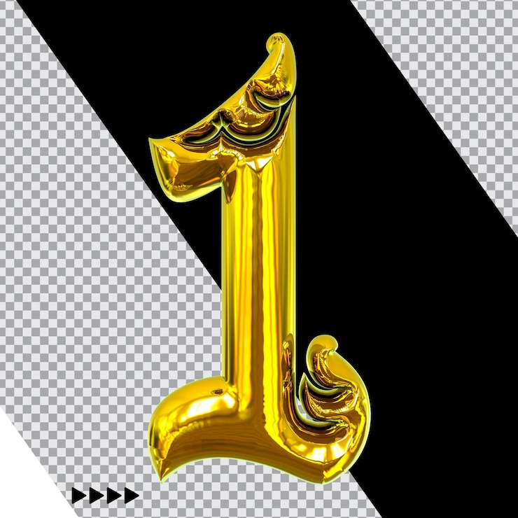 PSD número, oro, 3d, interpretación