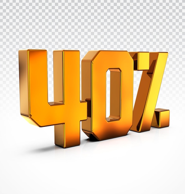 Número de oro 40 lujo de renderizado 3d