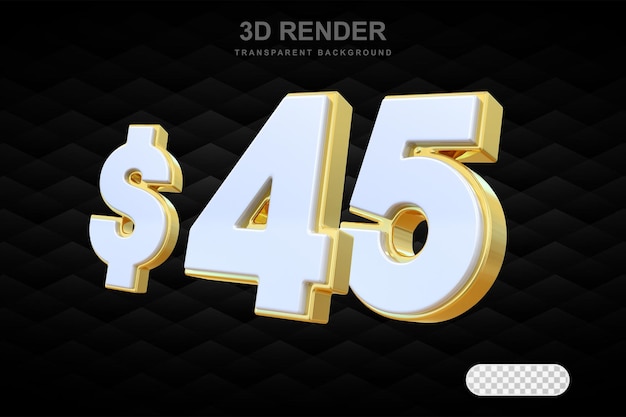 Número de oro de 45 dólares en 3D