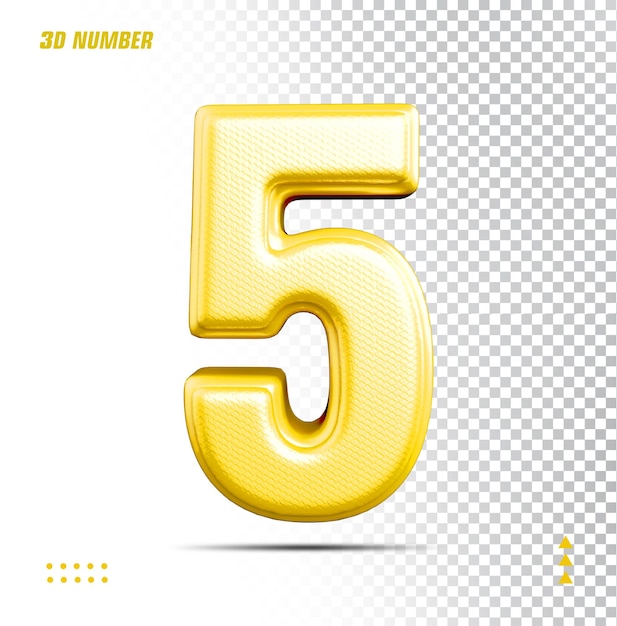 Número de oro 5 3d de lujo