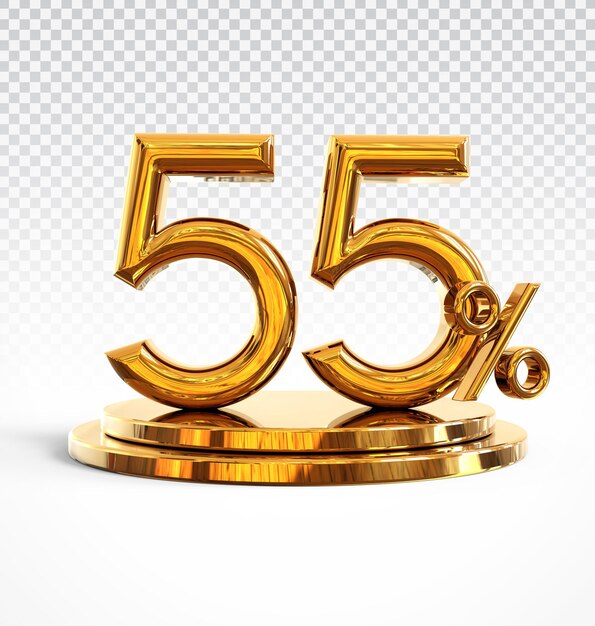 Número de oro 55 lujo de renderizado 3d