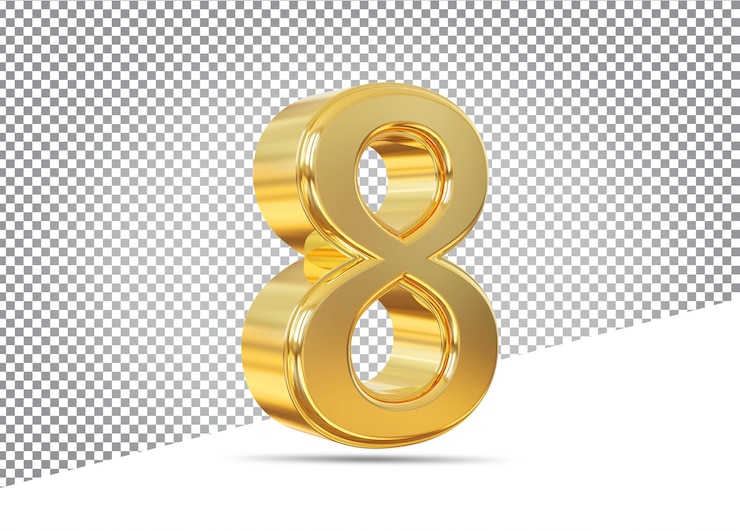 PSD número de oro 8 3d de lujo