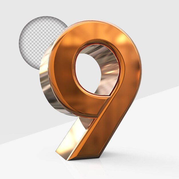 número de oro 9 3d render