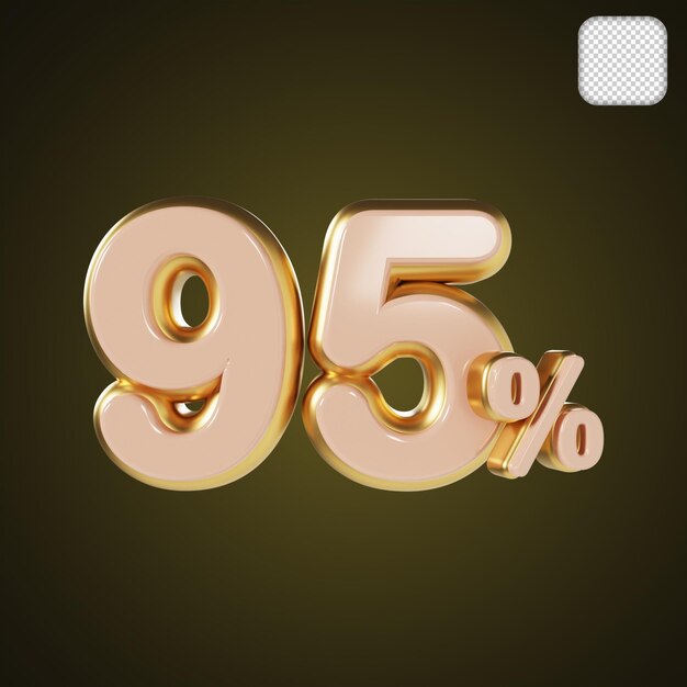 Número de oro 95 por ciento Ilustración 3D