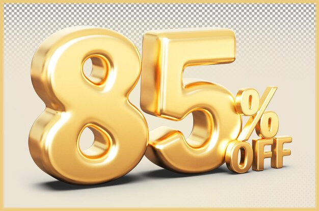 Número de oro con un descuento del 85% de venta Renderizado en 3D