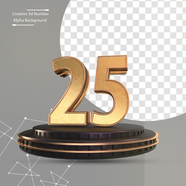 Número de oro en el podio negro número 25