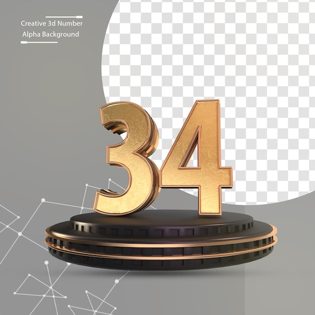 Número de oro en el podio negro número 34