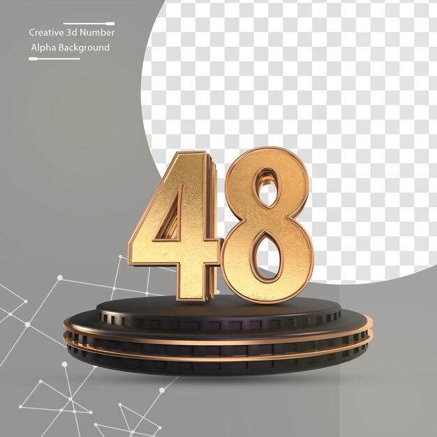 Número de oro en el podio negro número 48