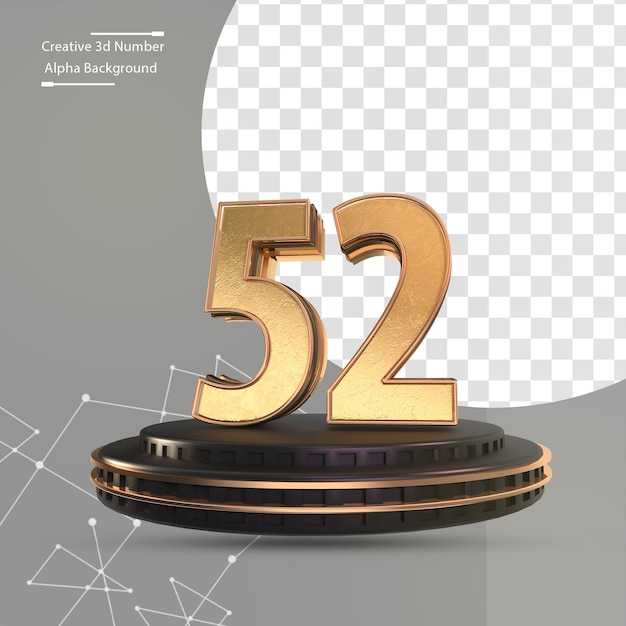 Número de oro en el podio negro número 52