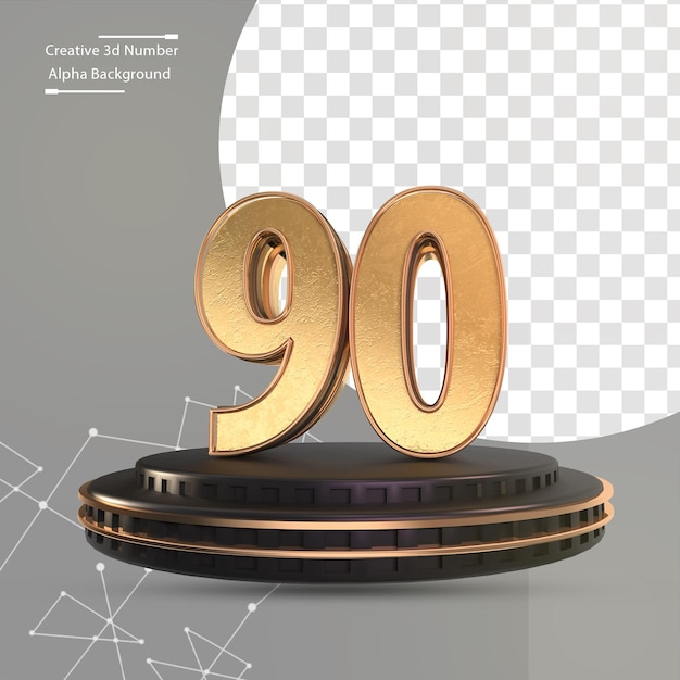 Número de oro en el podio negro número 90