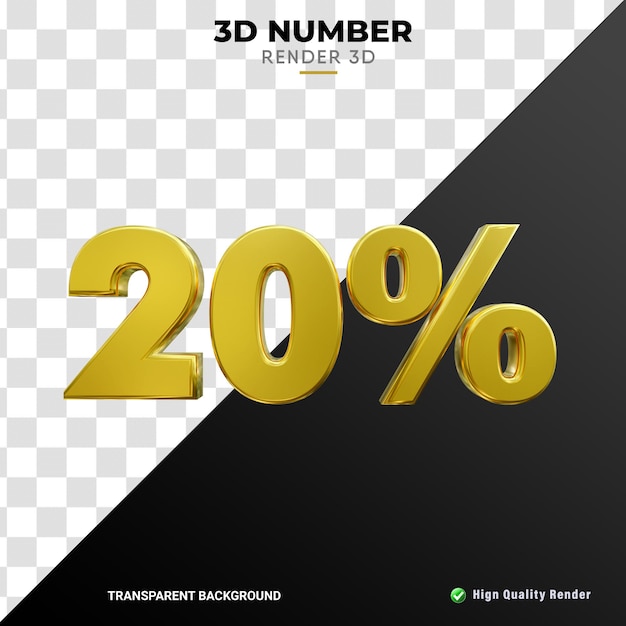 Numero percentuale 3d texture oro fine rendering realistico