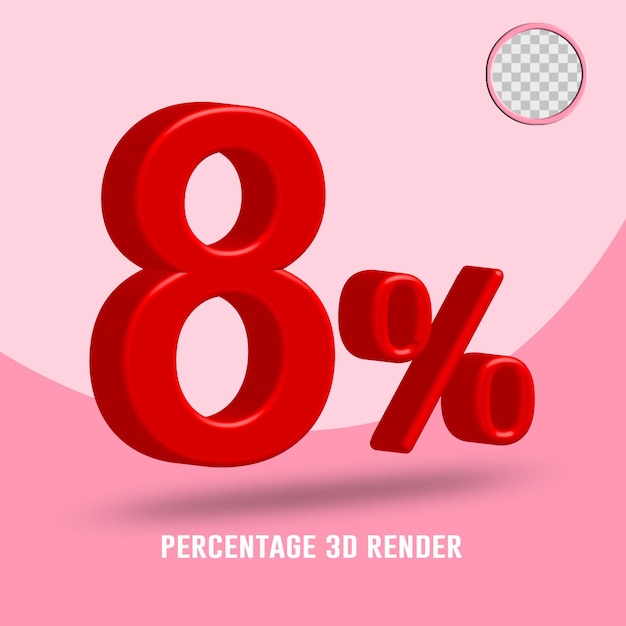 Numero percentuale di rendering 3D colore rosso