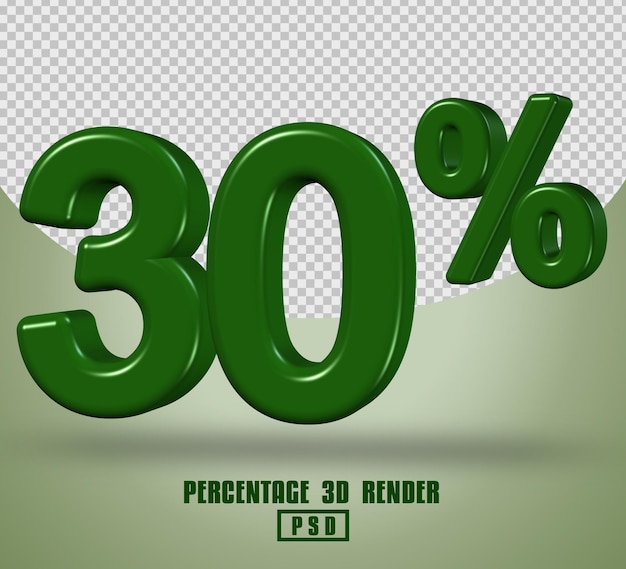 NUMERO PERCENTUALE RENDER 3D COLORE VERDE
