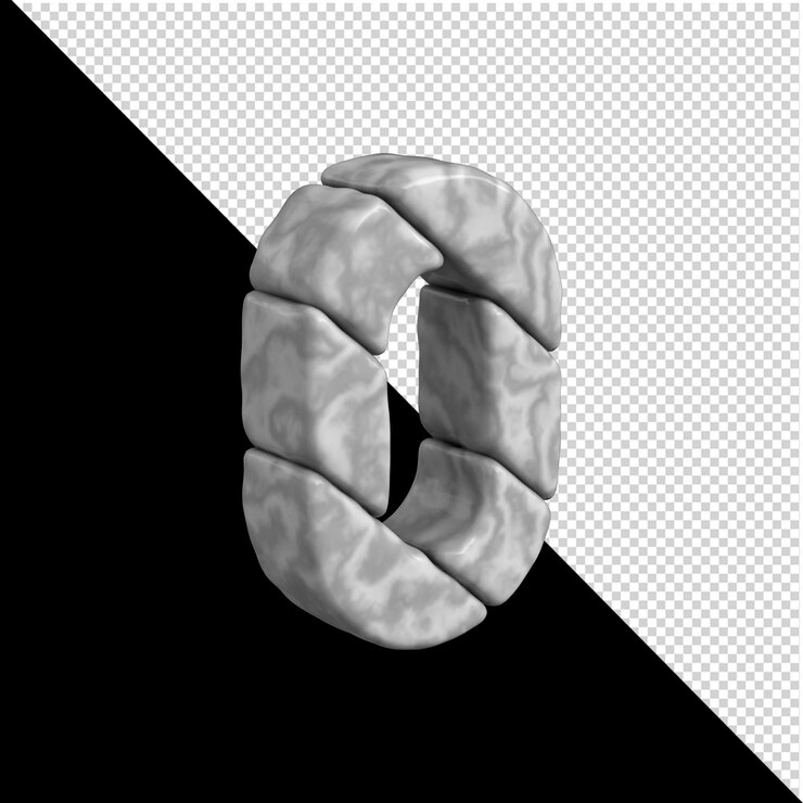 PSD número de piedra sobre fondo transparente girado a la derecha. número de mármol 3d 0