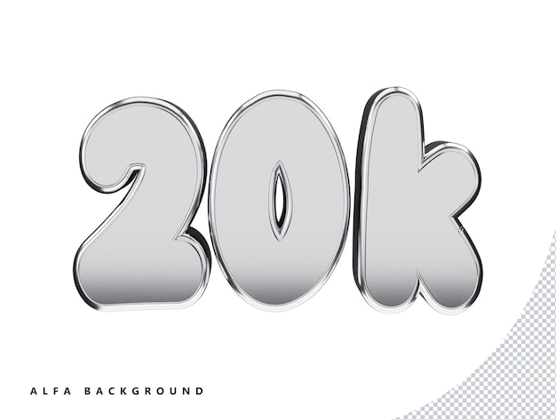 número de plata de 20k con renderizado 3d