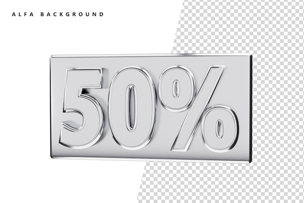 Número de plata de 50 por ciento con renderizado 3d