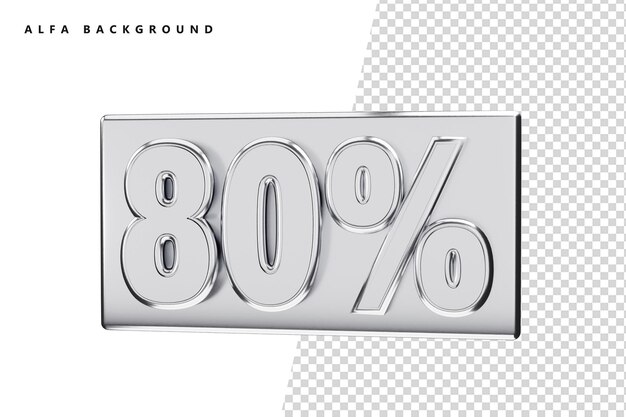 Número de plata de 80 por ciento con renderizado 3d
