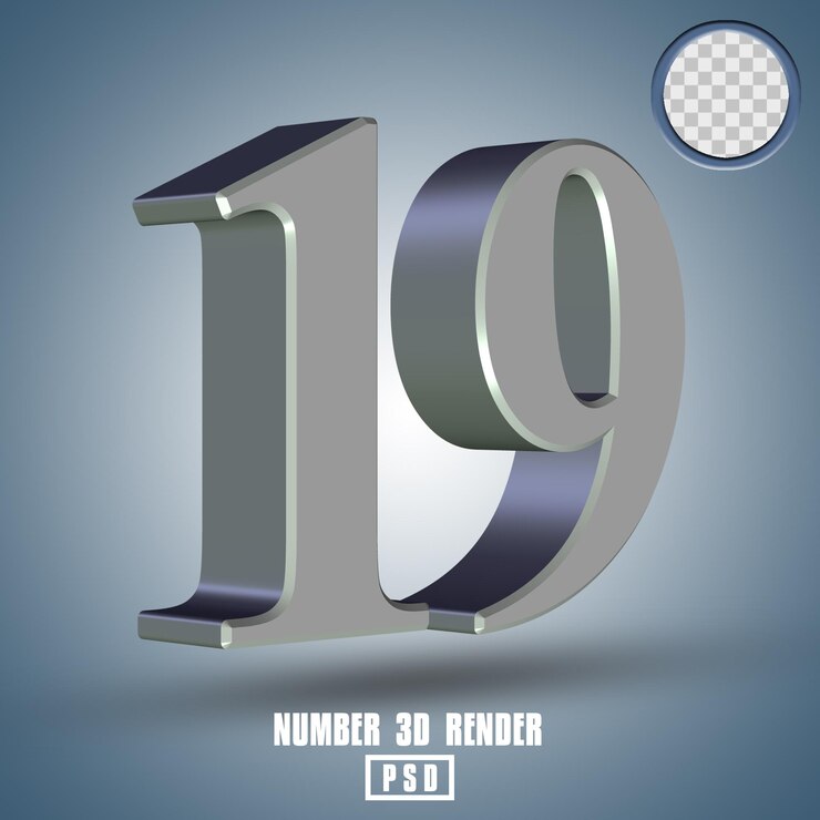 PSD número de plata render 3d