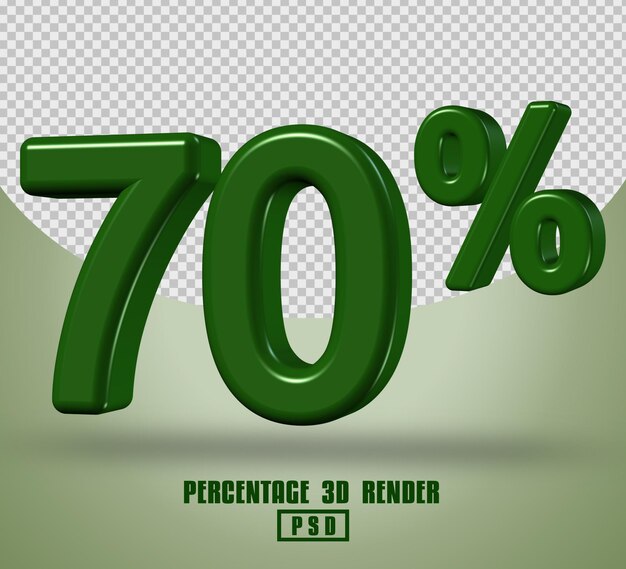 Número de porcentaje 3d render color verde