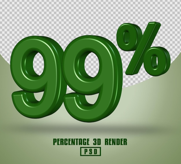 NÚMERO DE PORCENTAJE 3D RENDER COLOR VERDE