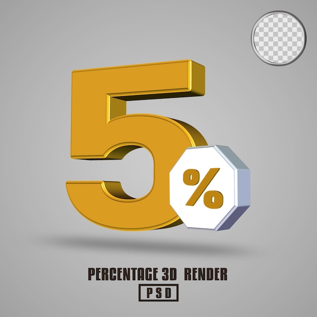 Número de porcentaje de procesamiento 3D color oro amarillo