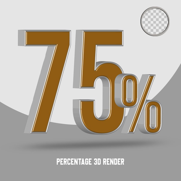 Numéro De Pourcentage Rendu 3d Style Or Argent