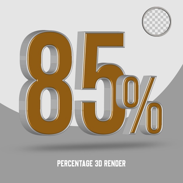 Numéro De Pourcentage Rendu 3d Style Or Argent