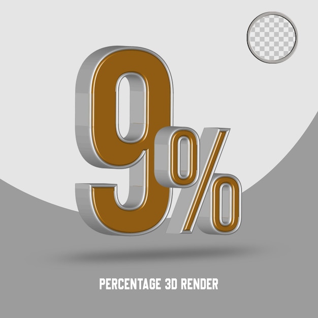 Numéro De Pourcentage Rendu 3d Style Or Argent