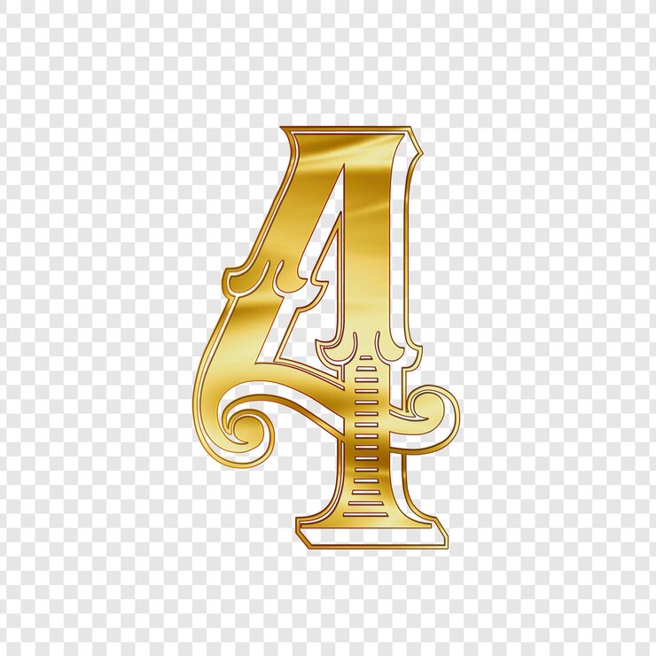 PSD número quatro de ouro número metálico decorativo em estilo vintage