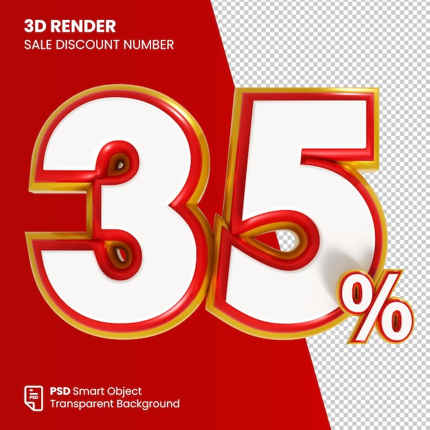 Numéro De Remise De Vente De Rendu 3d 35 %