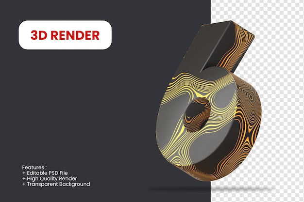 Número de render 3d con textura abstracta aislado