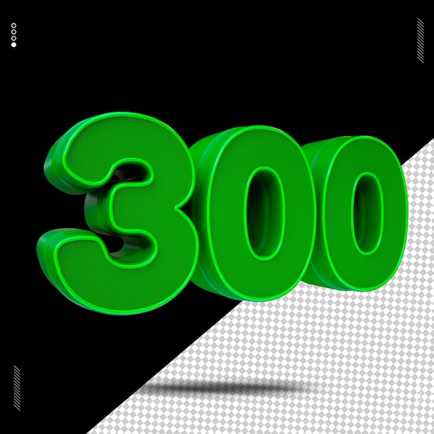 PSD el número de renderización 3d fuente verde